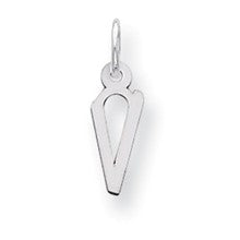 Sterling Silver Small Slanted Block Initial V Charm hide-image