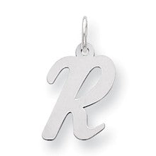 Sterling Silver Medium Script Initial R Charm hide-image