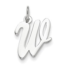 Sterling Silver Medium Script Initial W Charm hide-image