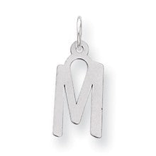 Sterling Silver Medium Slanted Block Initial M Charm hide-image