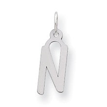 Sterling Silver Medium Slanted Block Initial N Charm hide-image