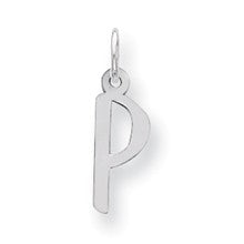 Sterling Silver Medium Slanted Block Initial P Charm hide-image