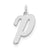 Large Script Initial P Charm in Sterling Silver