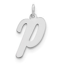 Sterling Silver Large Script Initial P Charm hide-image