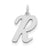 Large Script Initial R Charm in Sterling Silver