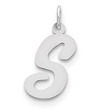 Sterling Silver Large Script Initial S Charm hide-image