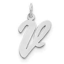 Sterling Silver Large Script Initial V Charm hide-image