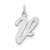 Large Script Initial V Charm in Sterling Silver