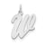 Large Script Initial W Charm in Sterling Silver