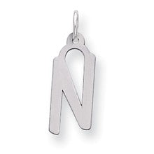 Sterling Silver Large Slanted Block Initial N Charm hide-image