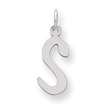 Sterling Silver Large Slanted Block Initial S Charm hide-image