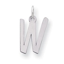 Sterling Silver Large Slanted Block Initial W Charm hide-image