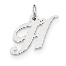 Sterling Silver Small Fancy Script Initial H Charm hide-image