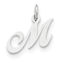 Sterling Silver Small Fancy Script Initial M Charm hide-image