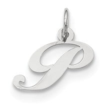 Sterling Silver Small Fancy Script Initial P Charm hide-image