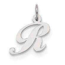 Sterling Silver Small Fancy Script Initial R Charm hide-image