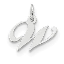 Sterling Silver Small Fancy Script Initial W Charm hide-image