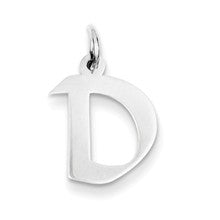 Sterling Silver Small Artisan Block Initial D Charm hide-image