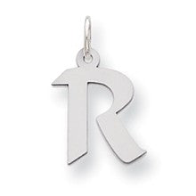 Sterling Silver Small Artisan Block Initial R Charm hide-image