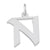 Sterling Silver Medium Artisan Block Initial N Charm hide-image