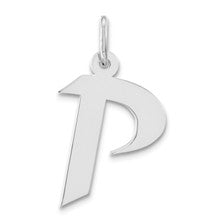 Sterling Silver Medium Artisan Block Initial P Charm hide-image