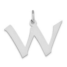 Sterling Silver Medium Artisan Block Initial W Charm hide-image