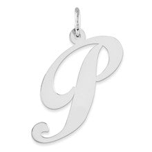 Sterling Silver Large Fancy Script Initial P Charm hide-image