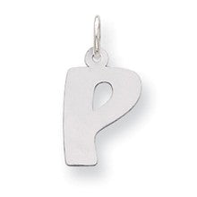 Sterling Silver Bubble Block Initial P Charm hide-image