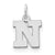 Sterling Silver Small Block Initial N Charm hide-image