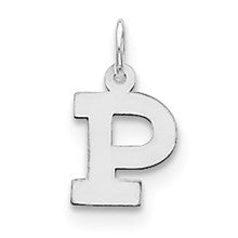 Sterling Silver Small Block Initial P Charm hide-image