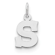 Sterling Silver Small Block Initial S Charm hide-image