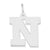 Medium Block Initial N Charm in Sterling Silver