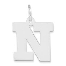 Sterling Silver Medium Block Initial N Charm hide-image