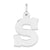 Medium Block Initial S Charm in Sterling Silver