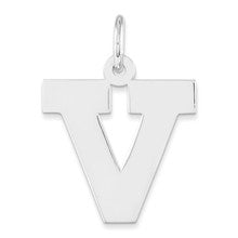 Sterling Silver Medium Block Initial V Charm hide-image