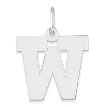 Sterling Silver Medium Block Initial W Charm hide-image