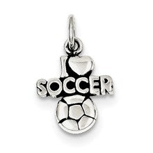 Sterling Silver Antique I (heart) Soccer Charm hide-image