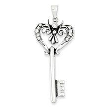 Sterling Silver Antiqued CZ Key Charm hide-image