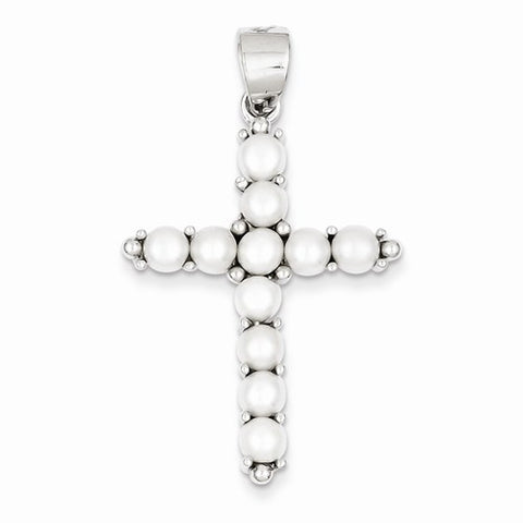 Sterling Silver Cultured Pearl Cross Pendant, Pendants for Necklace