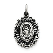 Sterling Silver Antiqued Miraculous Medal, Beautiful Charm hide-image