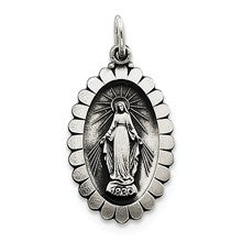 Sterling Silver Antiqued Miraculous Medal, Fine Charm hide-image