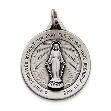 Sterling Silver Antiqued Miraculous Medal, Appealing Charm hide-image