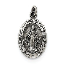 Sterling Silver Antiqued Miraculous Medal, Charm hide-image