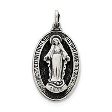 Sterling Silver Antiqued Miraculous Medal, Beautiful Charm hide-image