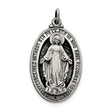 Sterling Silver Antiqued Miraculous Medal, Delightful Charm hide-image