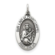 Sterling Silver Antiqued Our Lady of Mount Carmel Medal, Classy Charm hide-image