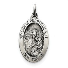 Sterling Silver Antiqued Our Lady of Perpetual Help Medal, Appealing Charm hide-image