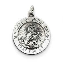 Sterling Silver Antiqued Our Lady of Mount Carmel Medal, Charm hide-image