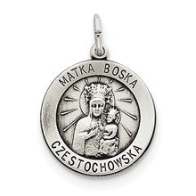 Sterling Silver Antiqued Matka Boska Medal, Charm hide-image