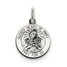 Sterling Silver Antiqued Sacred Heart of Mary Medal, Adorable Charm hide-image